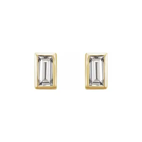 0.08ctw Mini Baguette Bezel Set Diamond Stud Earrings in Solid Gold