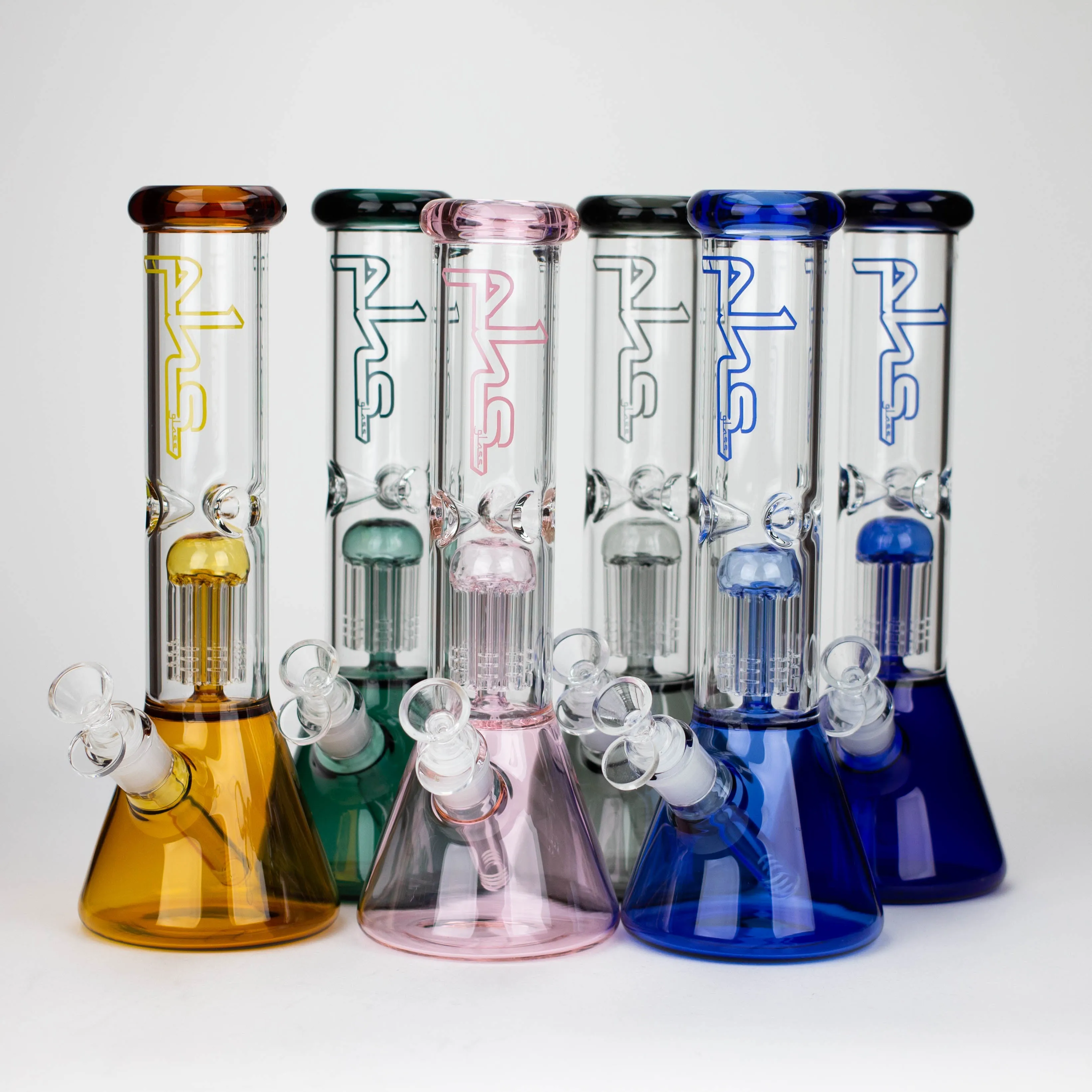 12" Glass beaker color Bong with perc