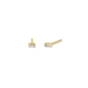 14k Gold Baguette Diamond Studs