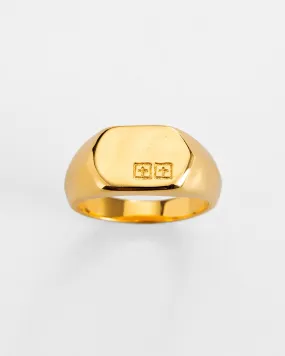 18K DRIPPS BOX CROSS SIGNET RING