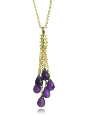 18K Gold Plated Uva Milano Lariat Amethyst