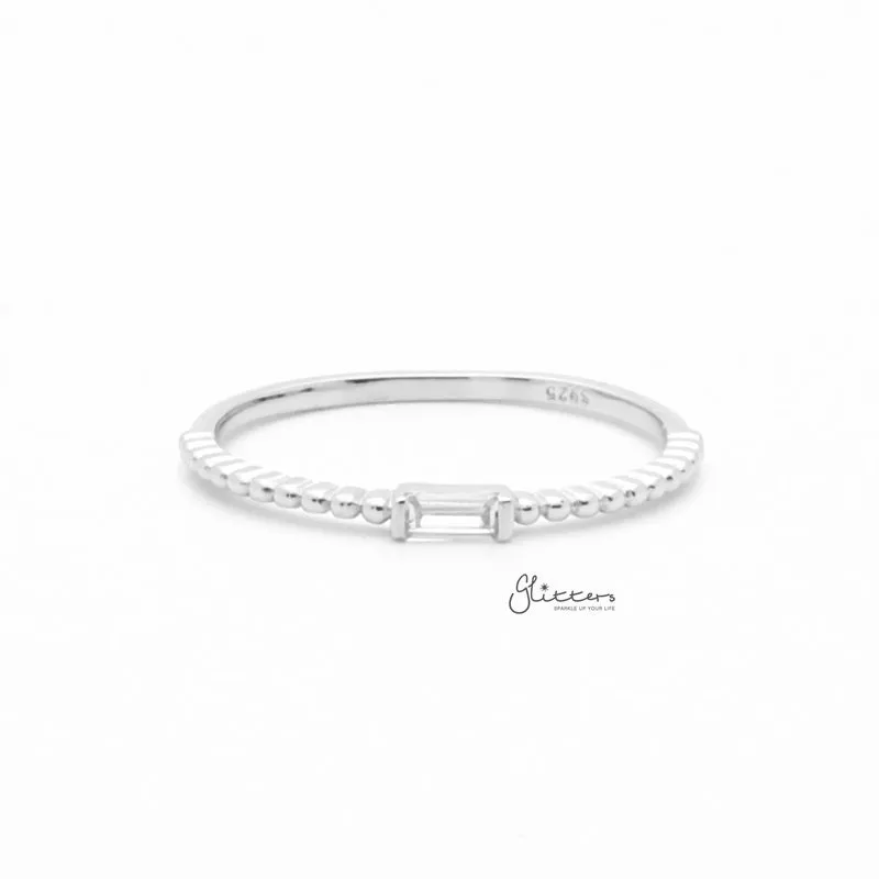 2mm Baguette Cut CZ Sterling Silver Ring