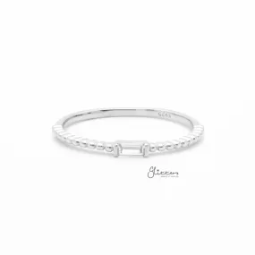 2mm Baguette Cut CZ Sterling Silver Ring