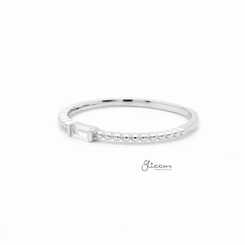 2mm Baguette Cut CZ Sterling Silver Ring