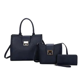 3-in-1 Buckled detail tote set - navy