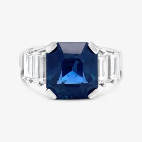 7.18ct Blue Sapphire & Baguette Ring