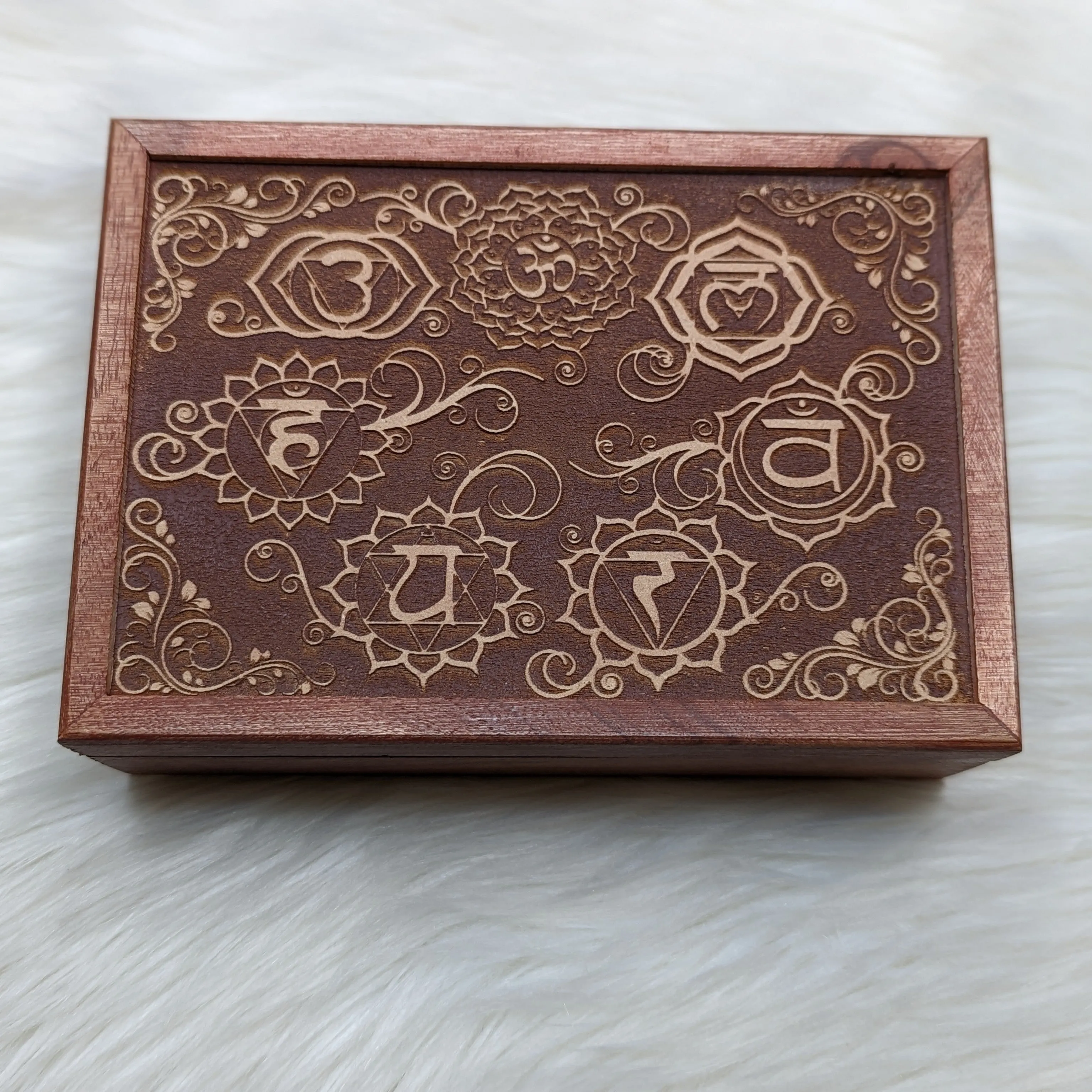 Acacia Wood Chakra Charm and Trinket Box