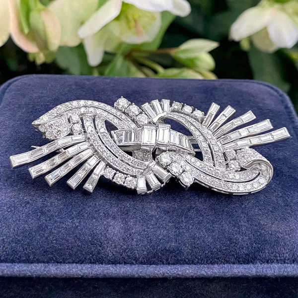 Art Deco Diamond Double Clip Brooch