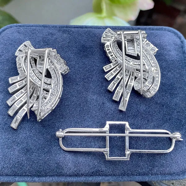 Art Deco Diamond Double Clip Brooch