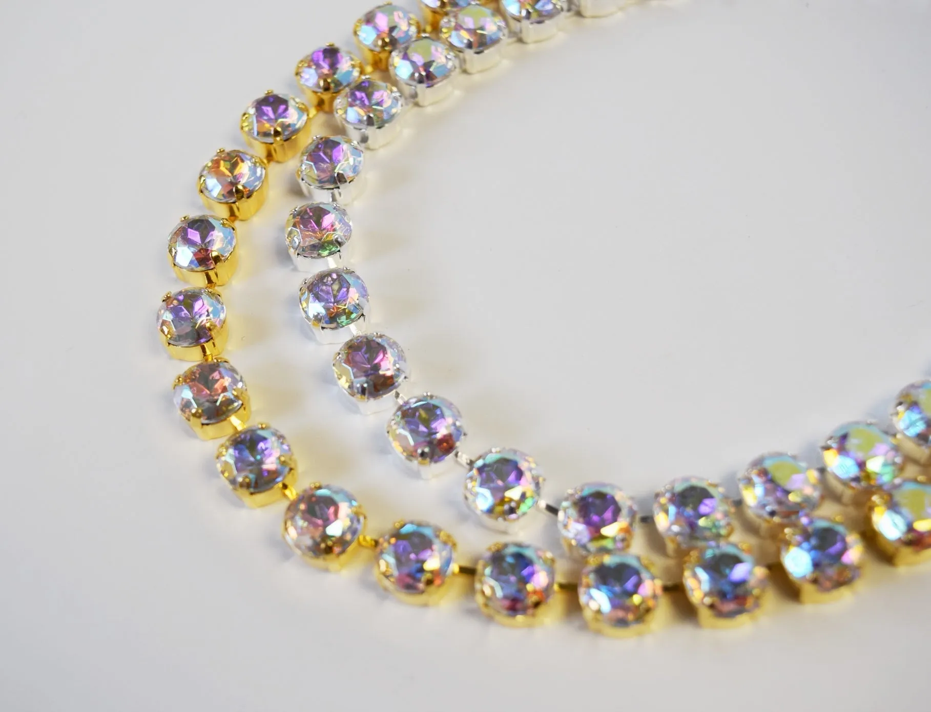 Aurora Borealis Crystal Necklace - Small Round -