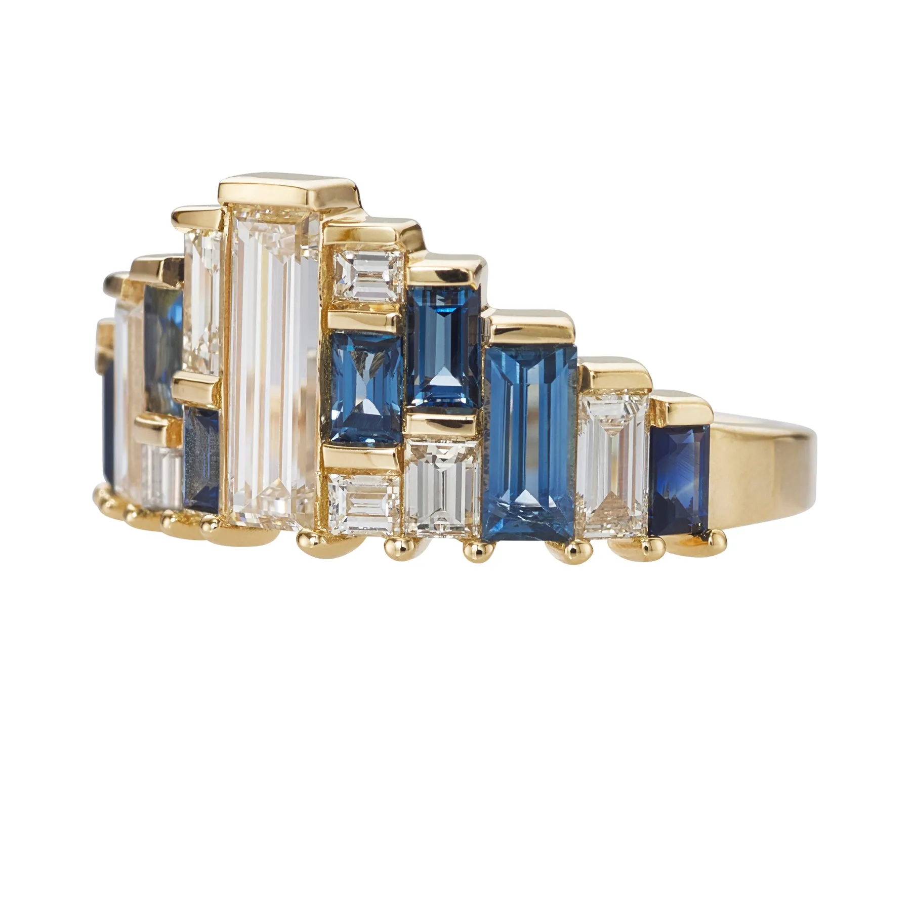 Baguette Cut Sapphire and Diamond Tiara Ring