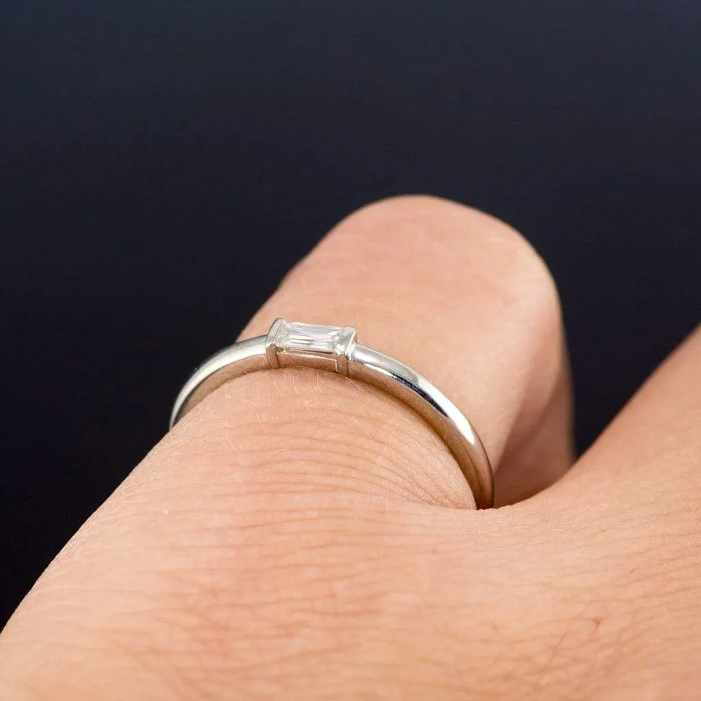 Baguette Moissanite Stacking Promise Solitaire Ring