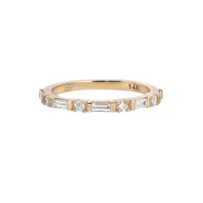 Baguette Round Diamond Half Eternity Band