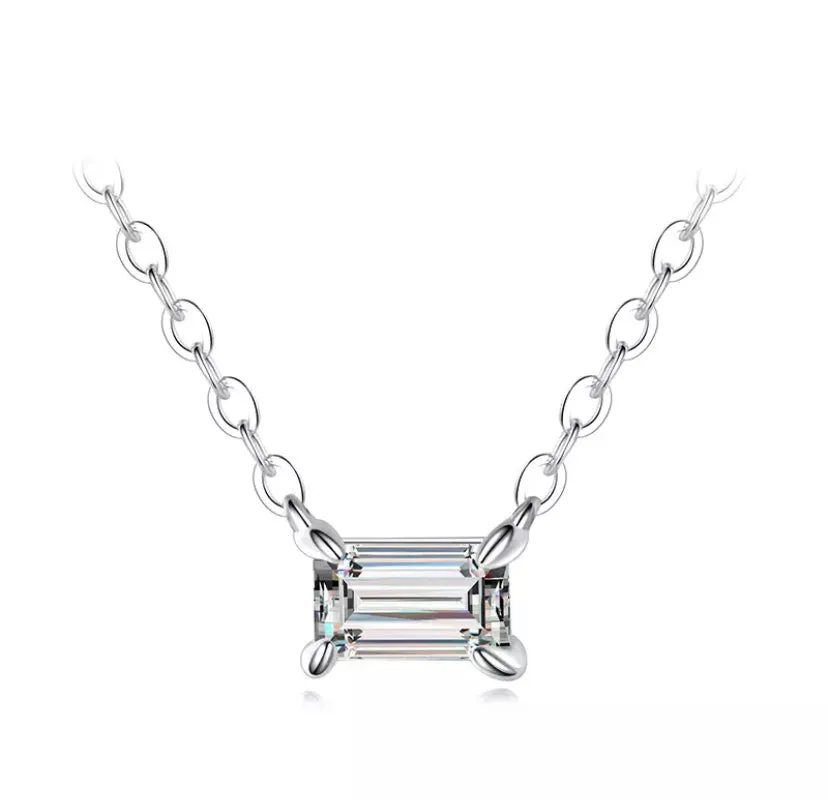 Baguette Solitaire Necklace