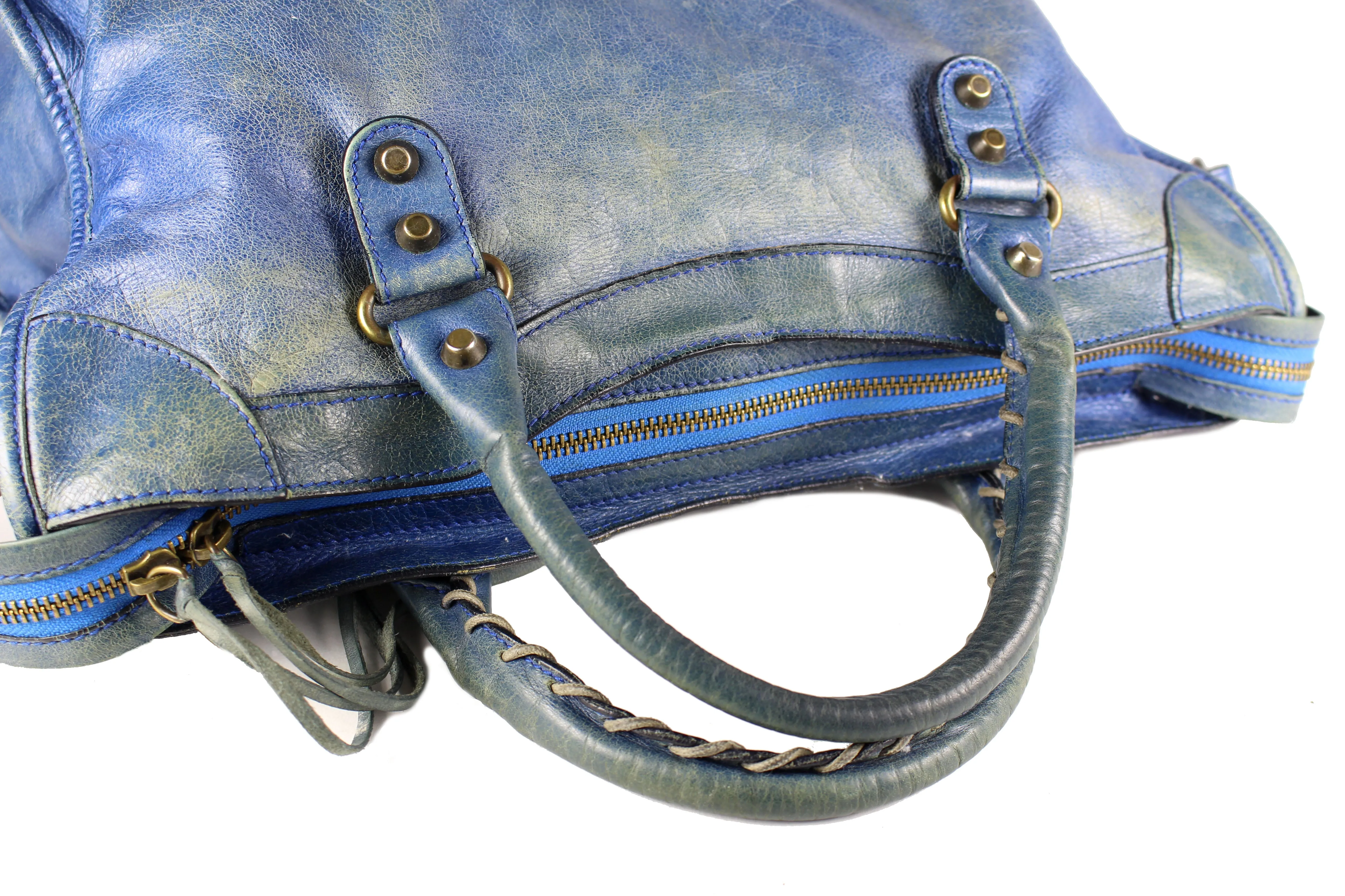 BALENCIAGA blue leather City bag