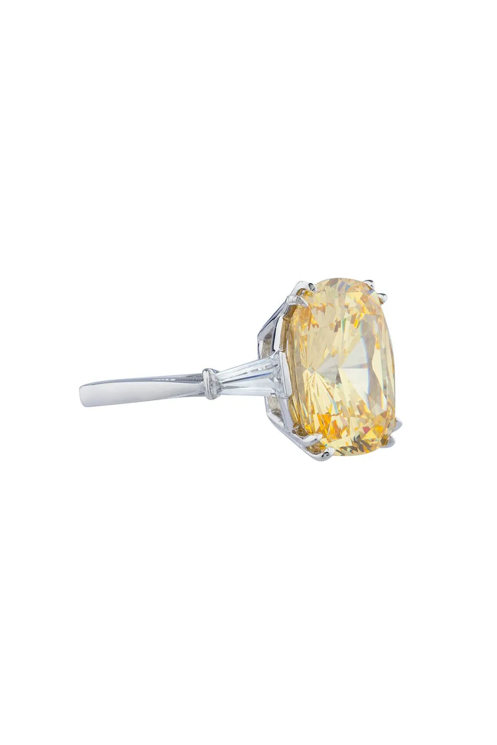 Canary Cushion Baguette Ring