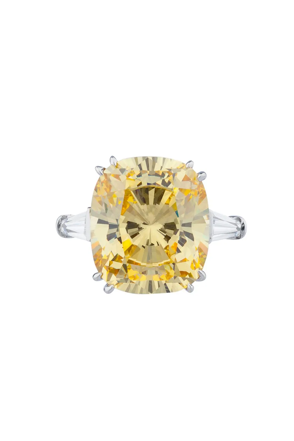 Canary Cushion Baguette Ring