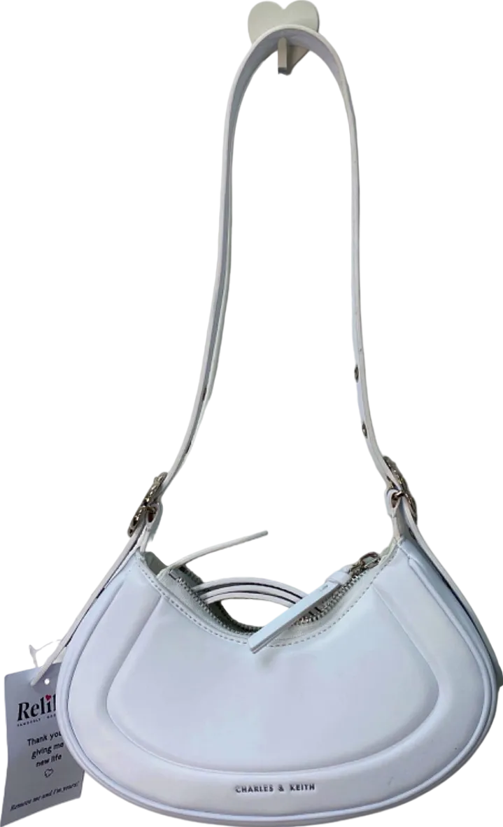 Charles & Keith White Crescent Shoulder Bag UK