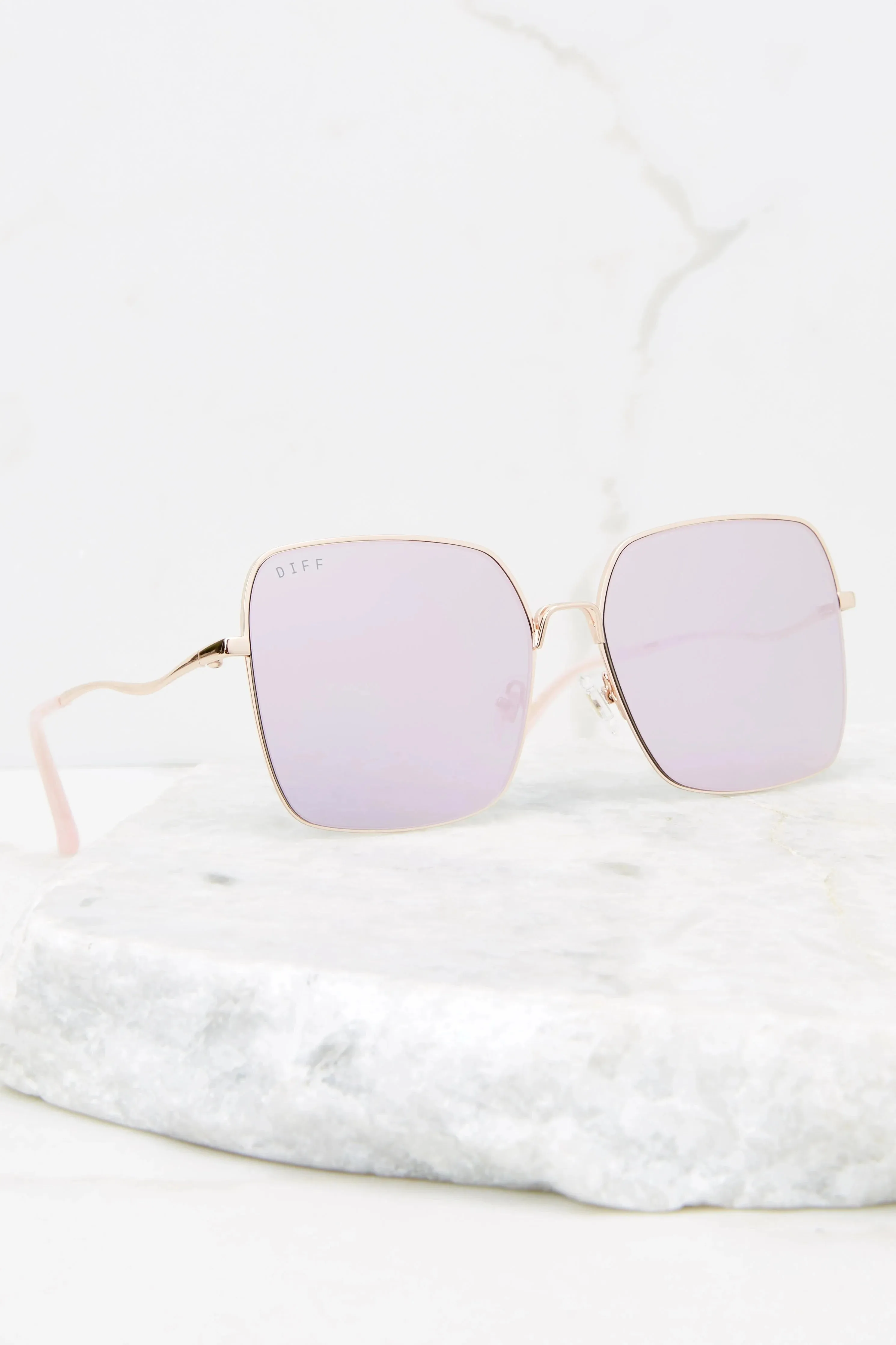 Clara - Gold & Coral Mirror Sunglasses