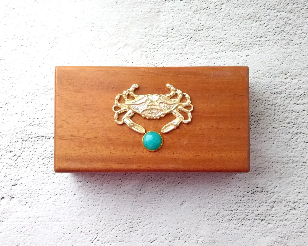 Crab with Amazonite Mahogany Box