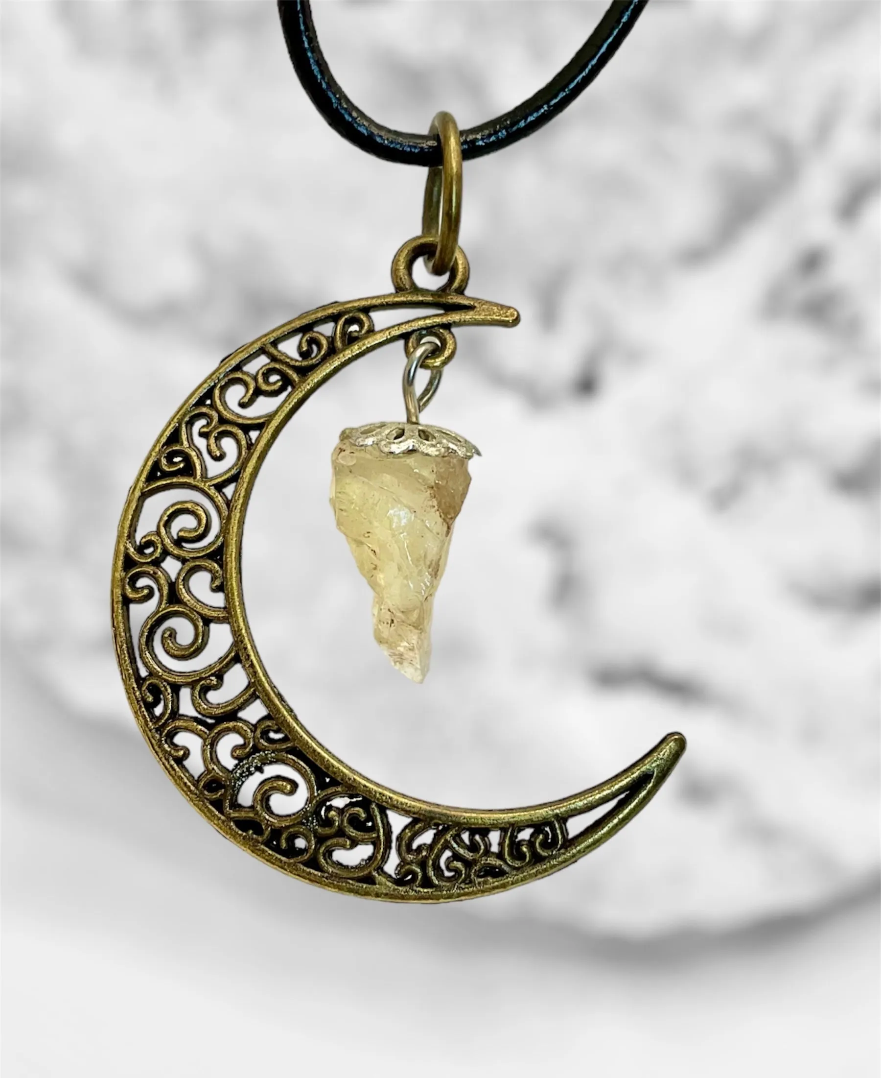 Crescent Moon Gemstone Pendants