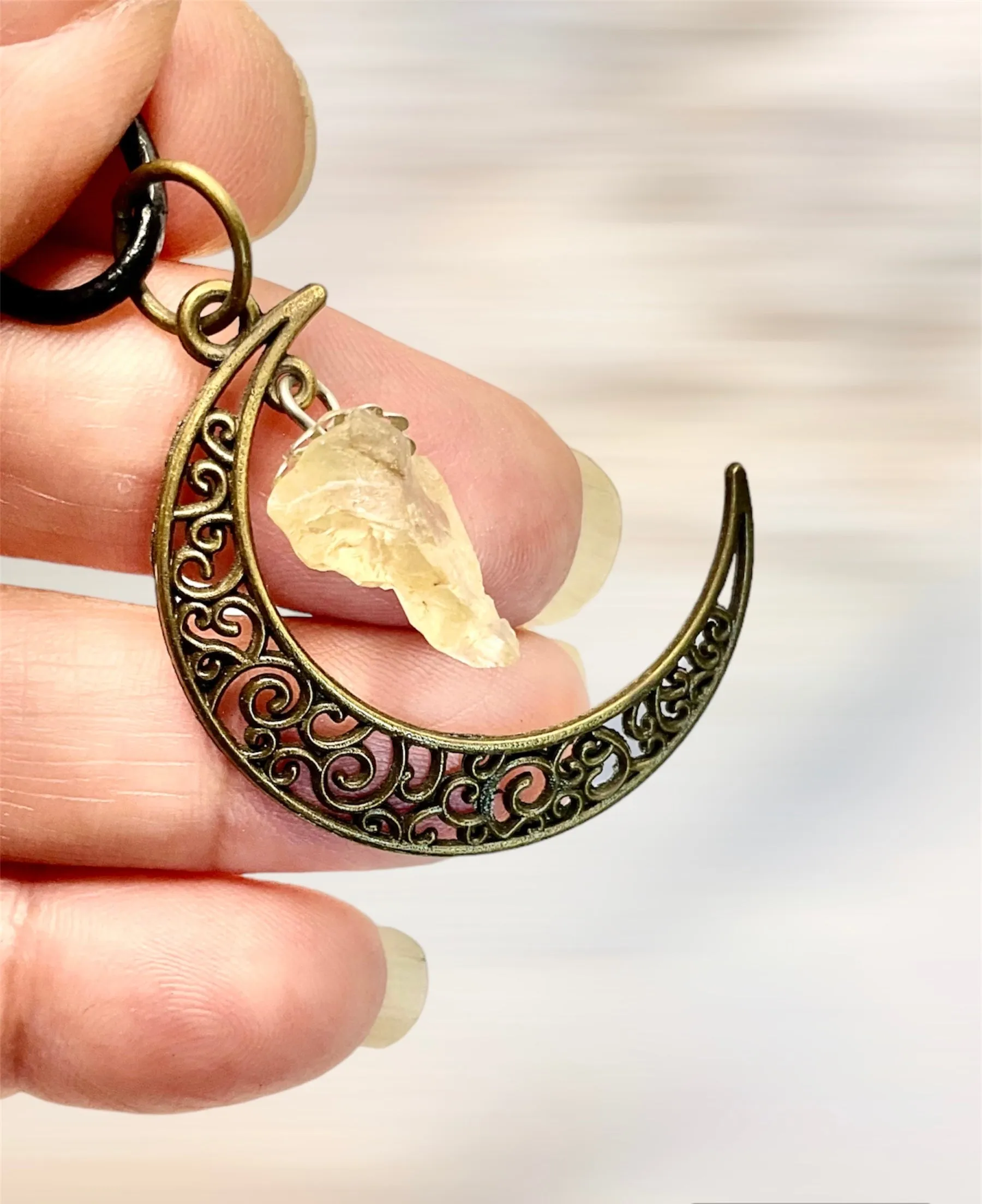 Crescent Moon Gemstone Pendants