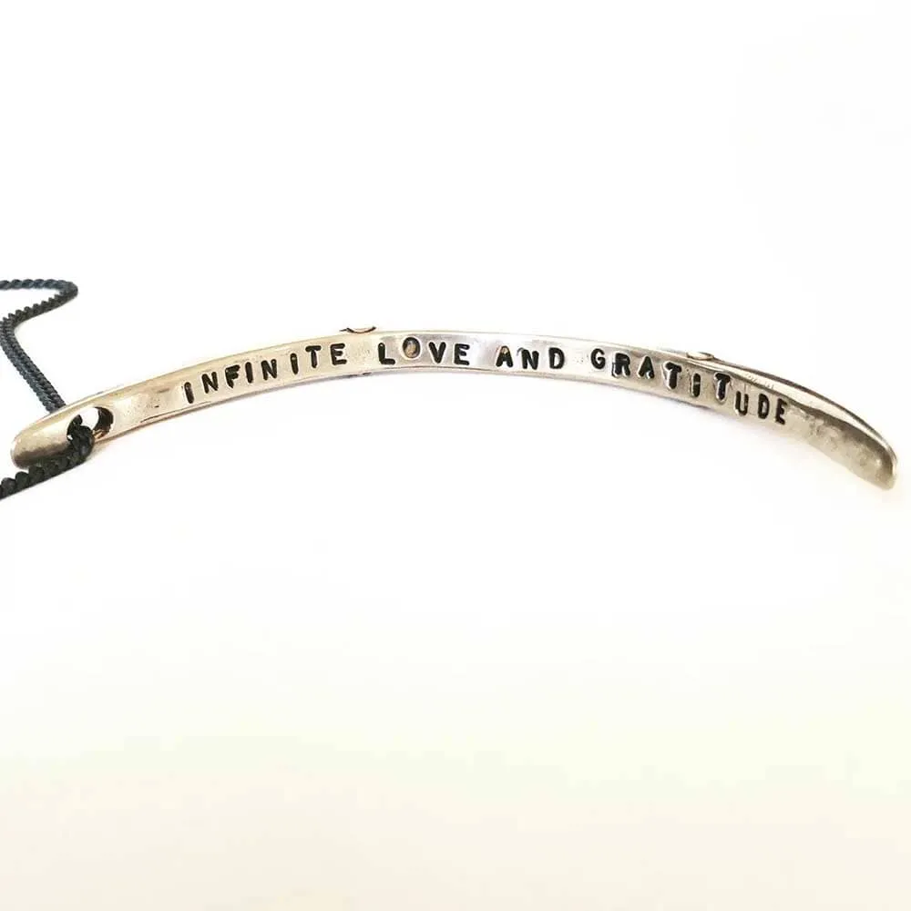 Infinite Love & Gratitude Crescent Moon Necklace in Bronze