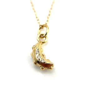 Crescent Moon Six White Diamonds - 14k Gold