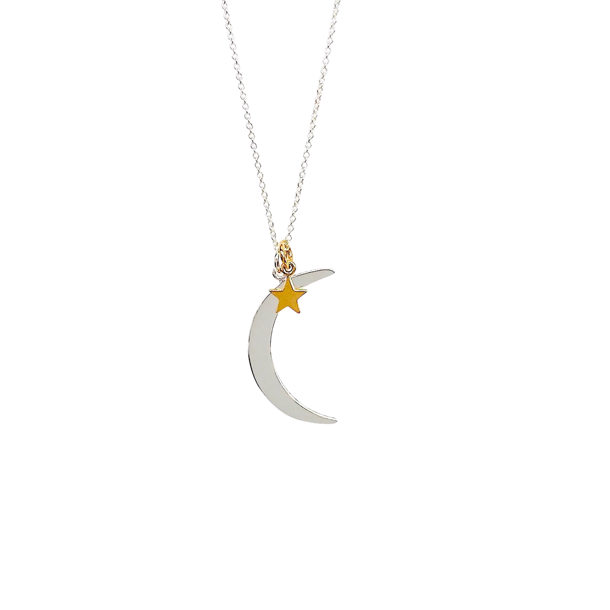 Crescent Moon Star Necklace