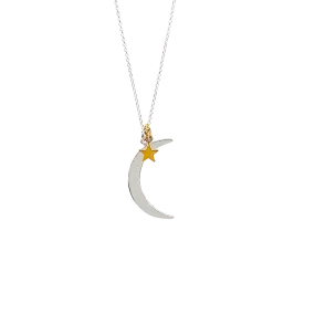 Crescent Moon Star Necklace