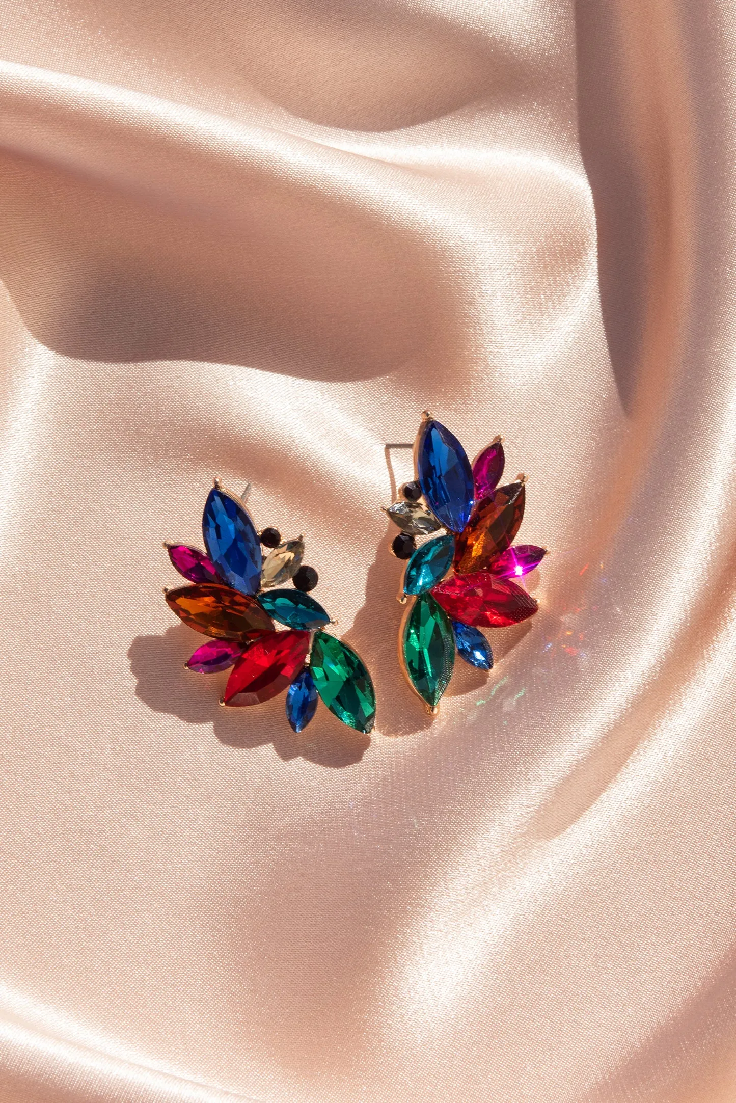 Crescent Rhinestone Cluster Earrings