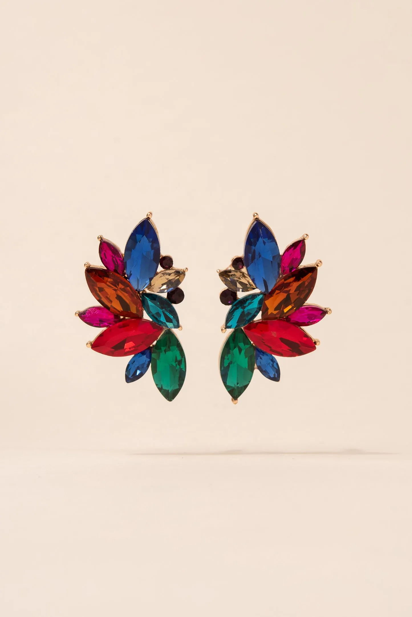 Crescent Rhinestone Cluster Earrings