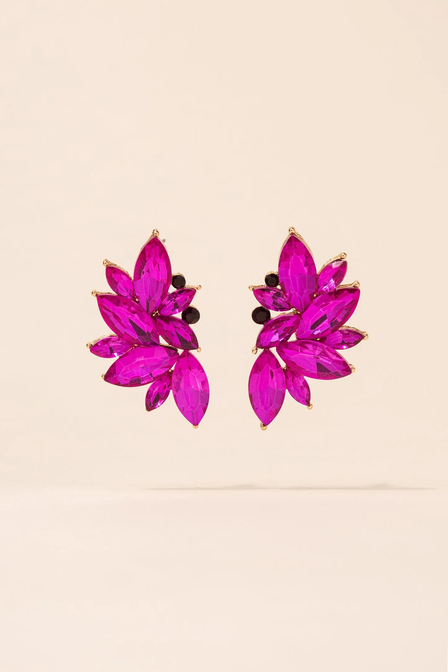 Crescent Rhinestone Cluster Earrings