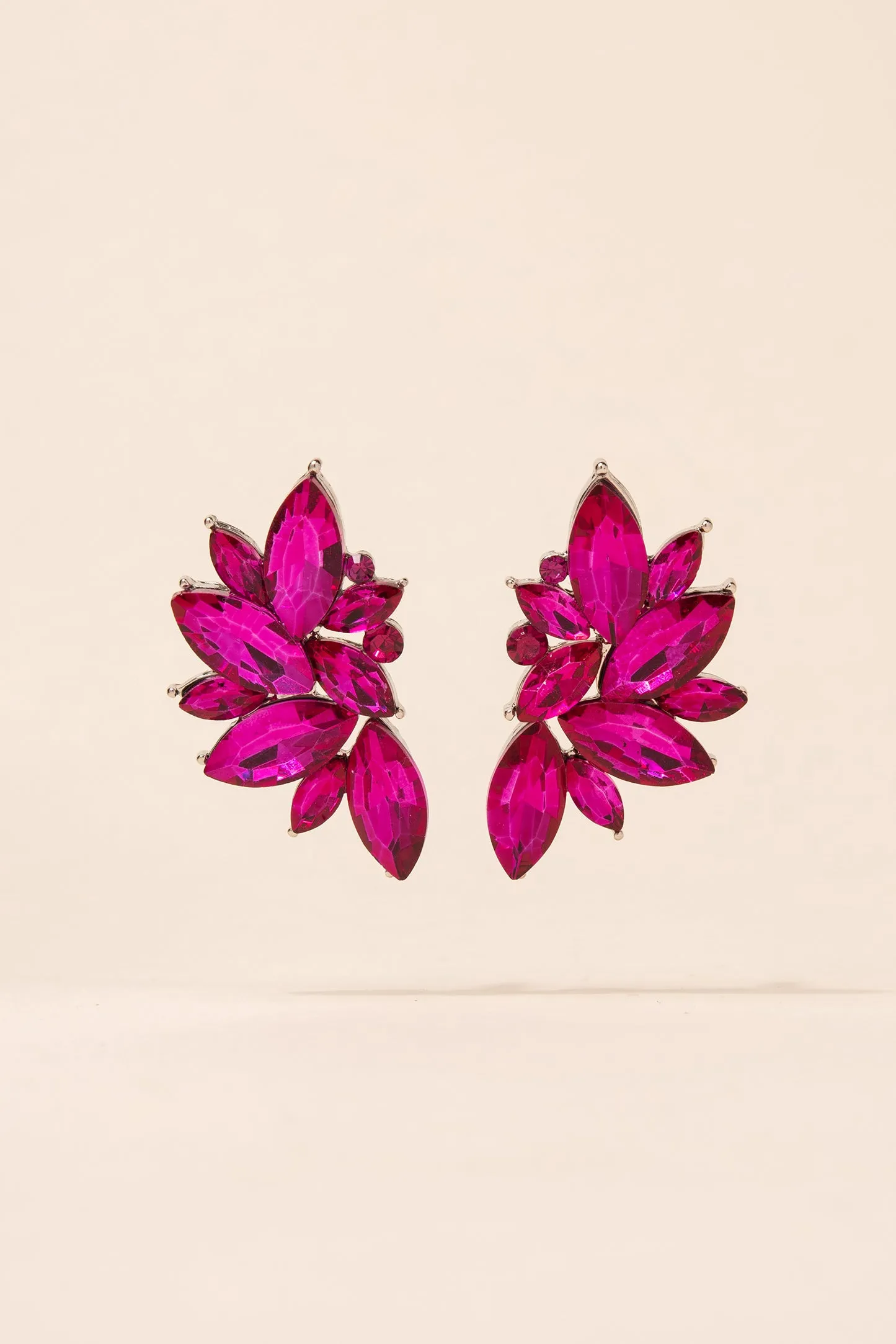 Crescent Rhinestone Cluster Earrings