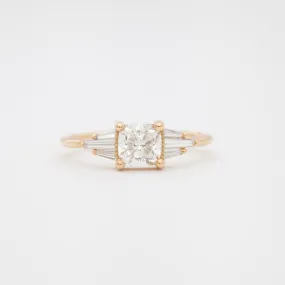 Deco Engagement Ring with Cushion Diamond