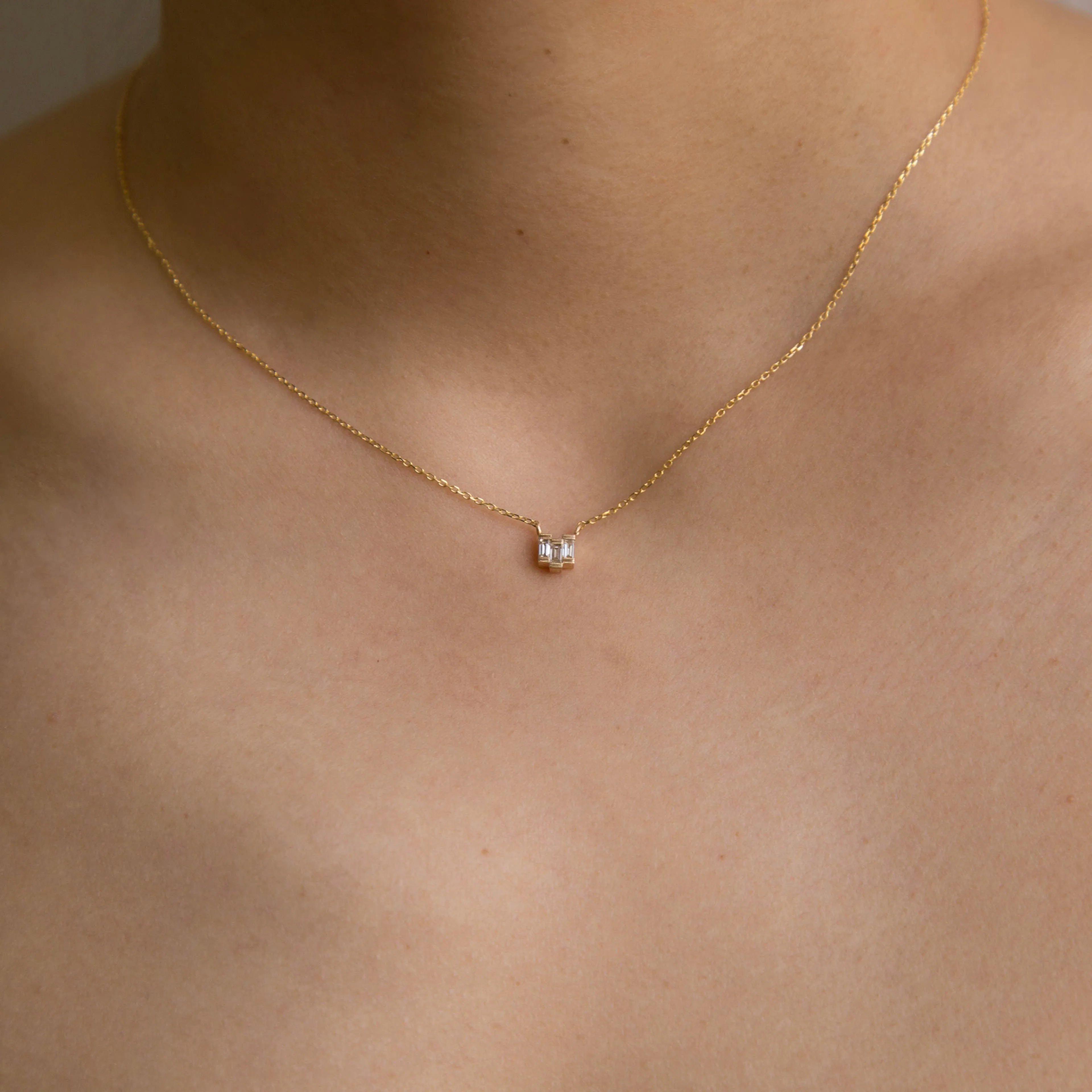 Diamond Baguette Step Necklace