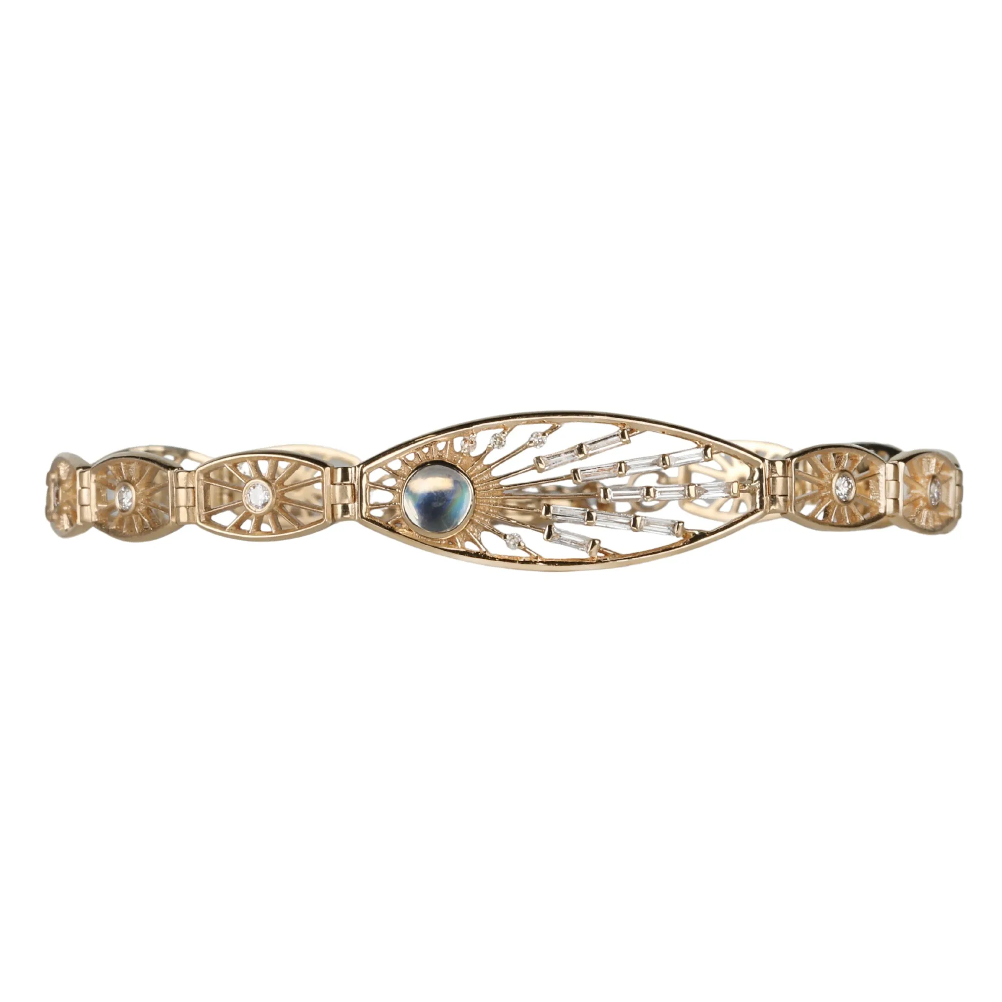 Dream Maker Moonstone & Diamond Eye Articulated Bracelet