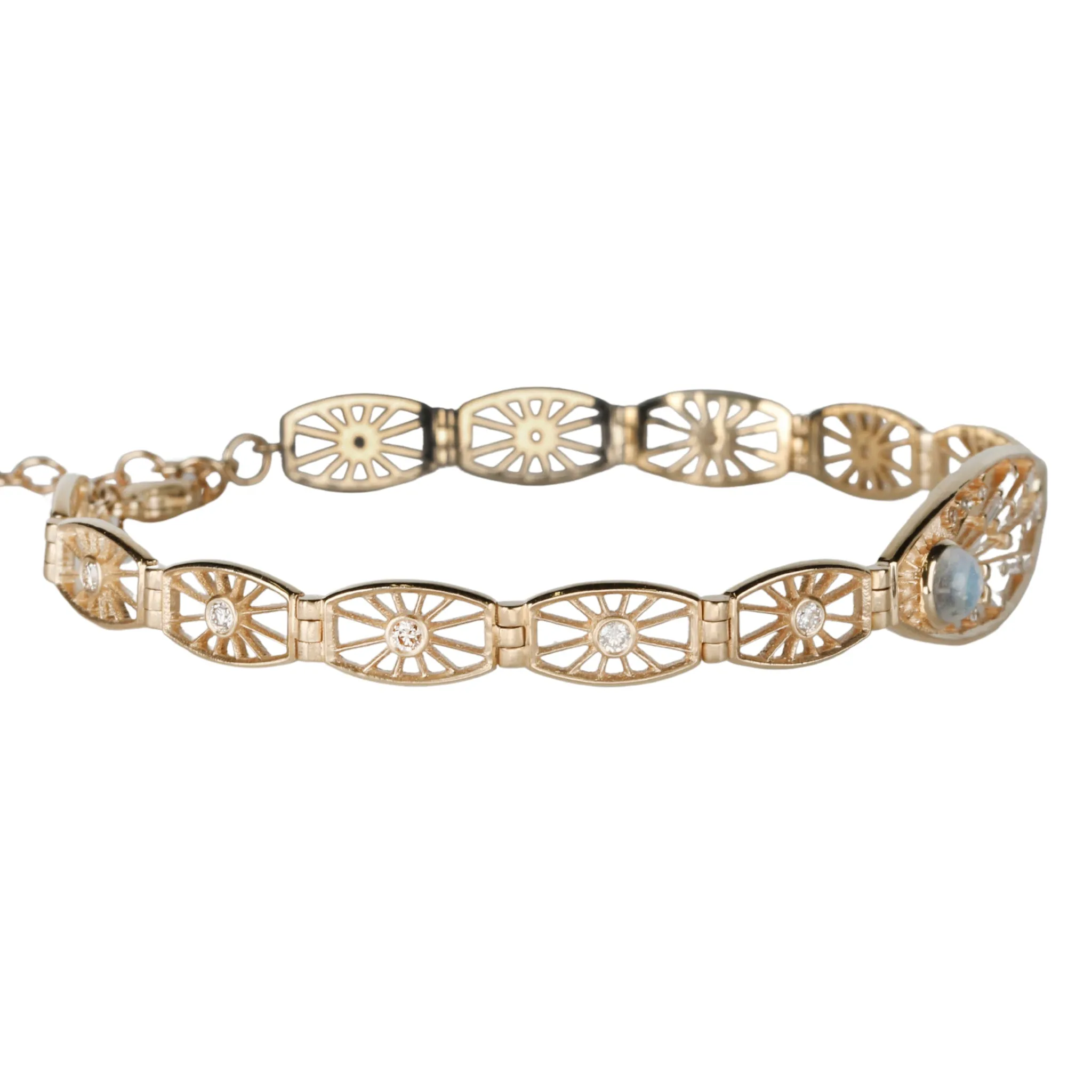 Dream Maker Moonstone & Diamond Eye Articulated Bracelet