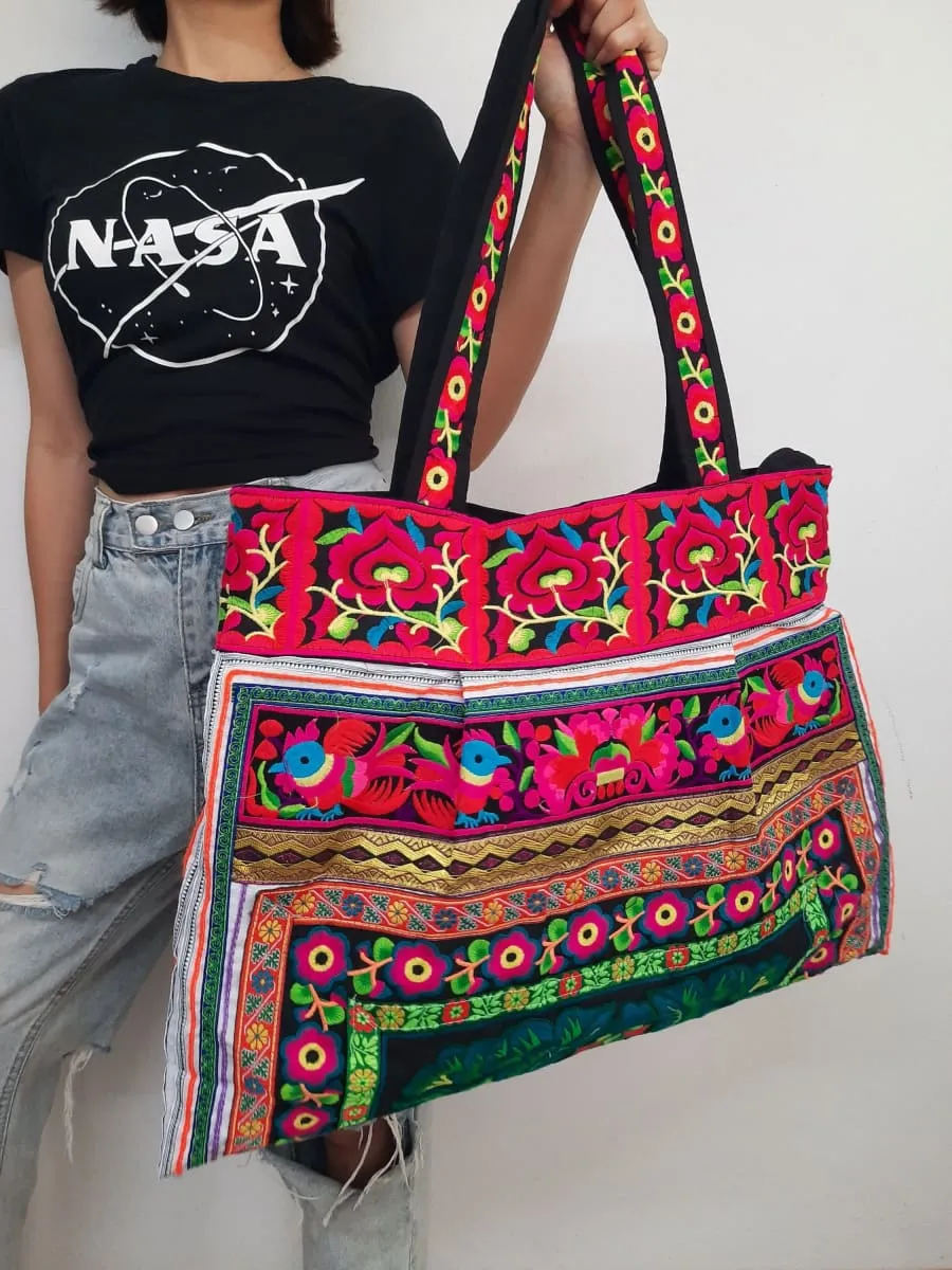 Ethnic Hobo Boho Asian Embroidered Thai Tote Shoulder Shoppers Hmong HandBag