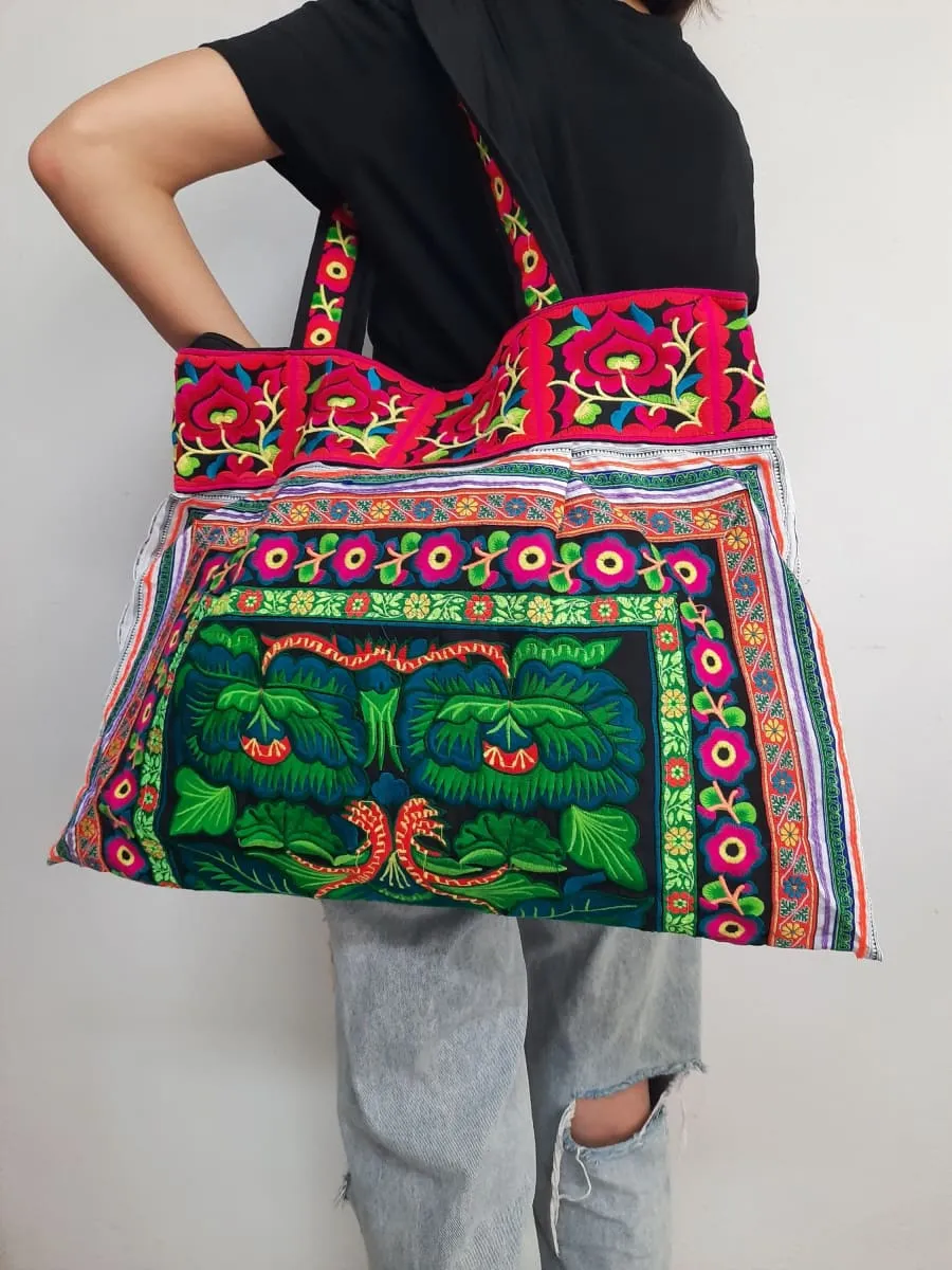 Ethnic Hobo Boho Asian Embroidered Thai Tote Shoulder Shoppers Hmong HandBag