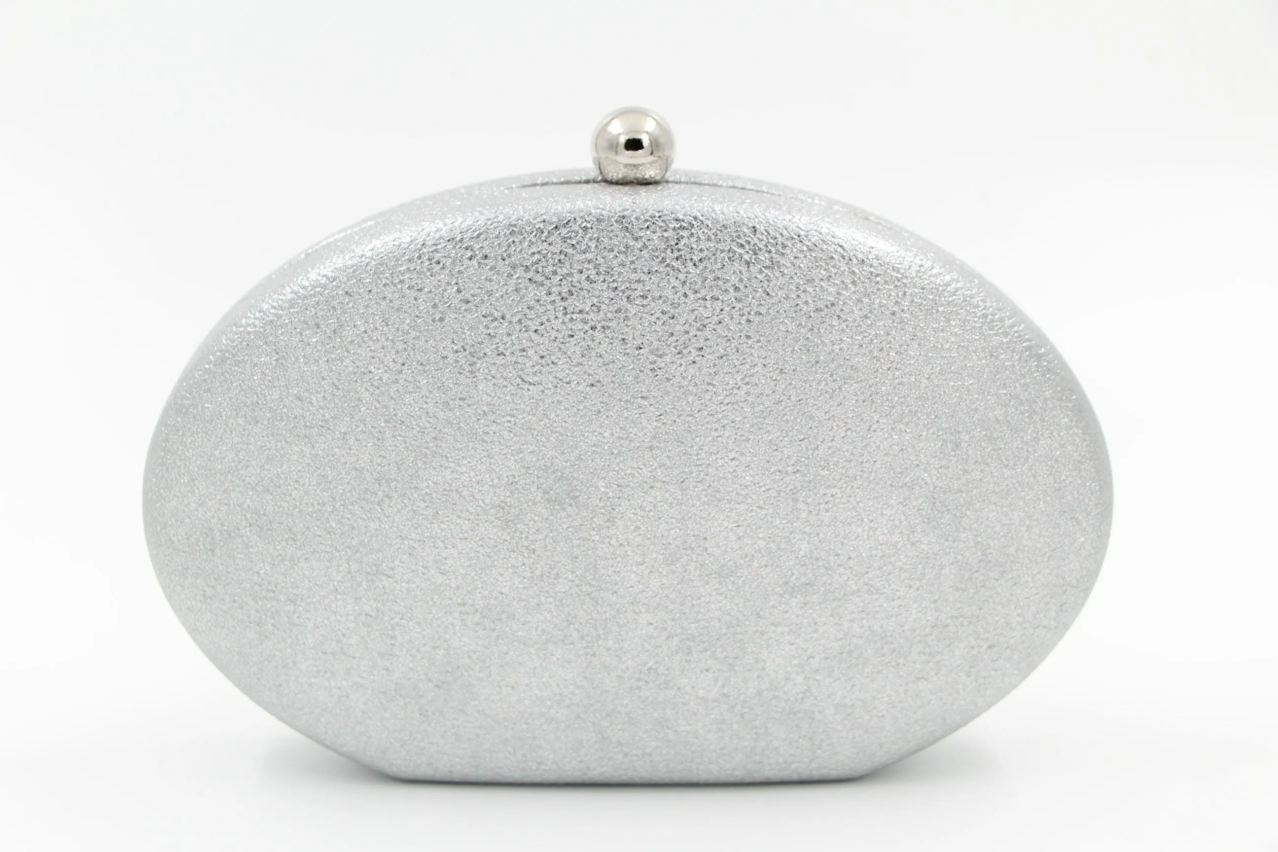 FABUCCI rounded silver clutch with rounded clasp