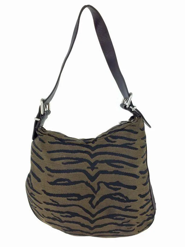 Fendi Animal Print Canvas Medium Shoulder Bag