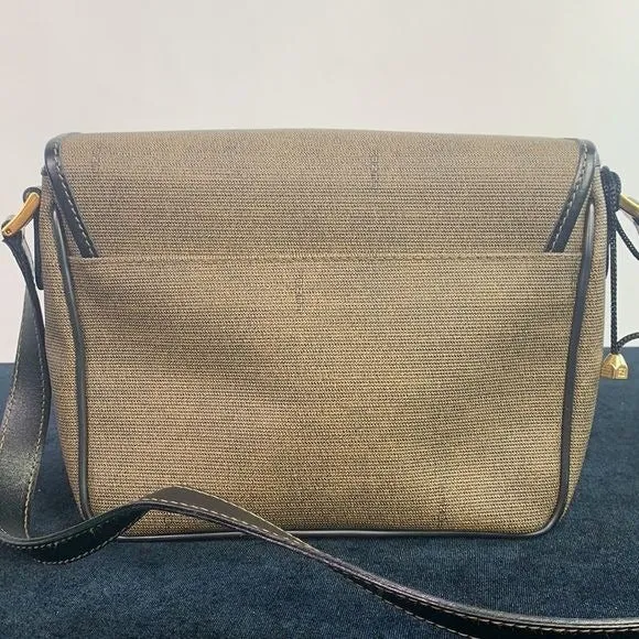 FENDI VTG tan coated canvas logo crossbody bag