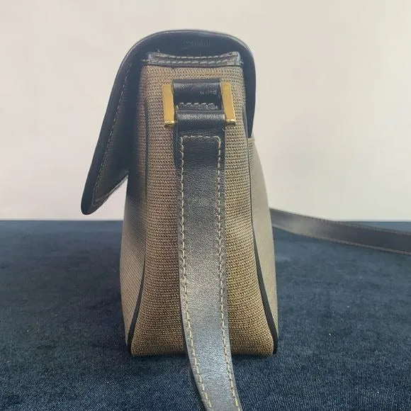 FENDI VTG tan coated canvas logo crossbody bag