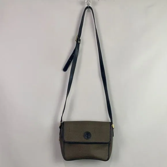 FENDI VTG tan coated canvas logo crossbody bag