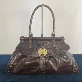 FendiBrownwith Crocodile Leather Vintage Satchel