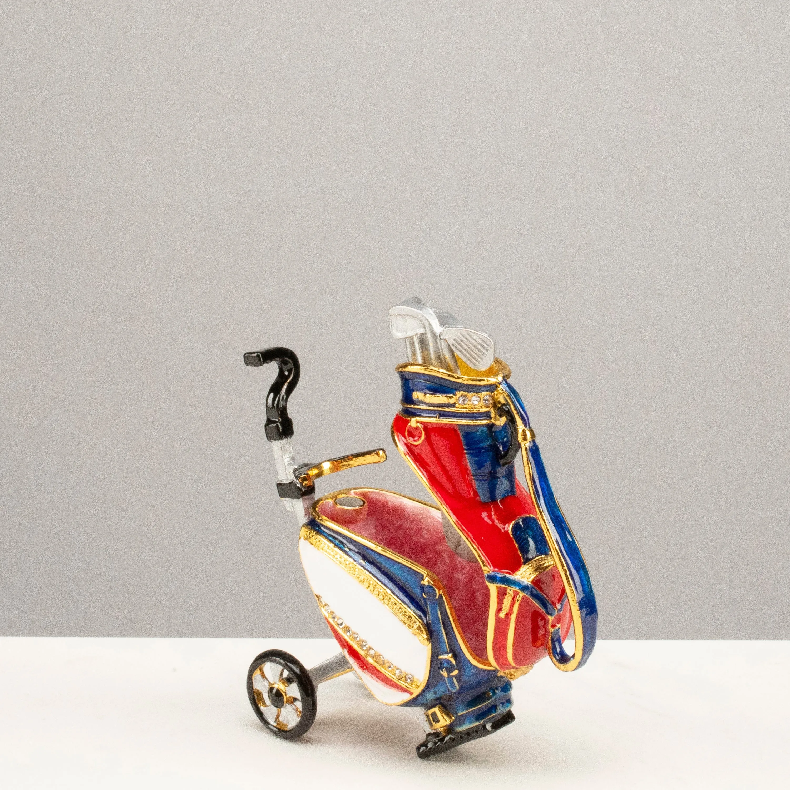 Golf Bag Figurine Keepsake Box made with Crystals