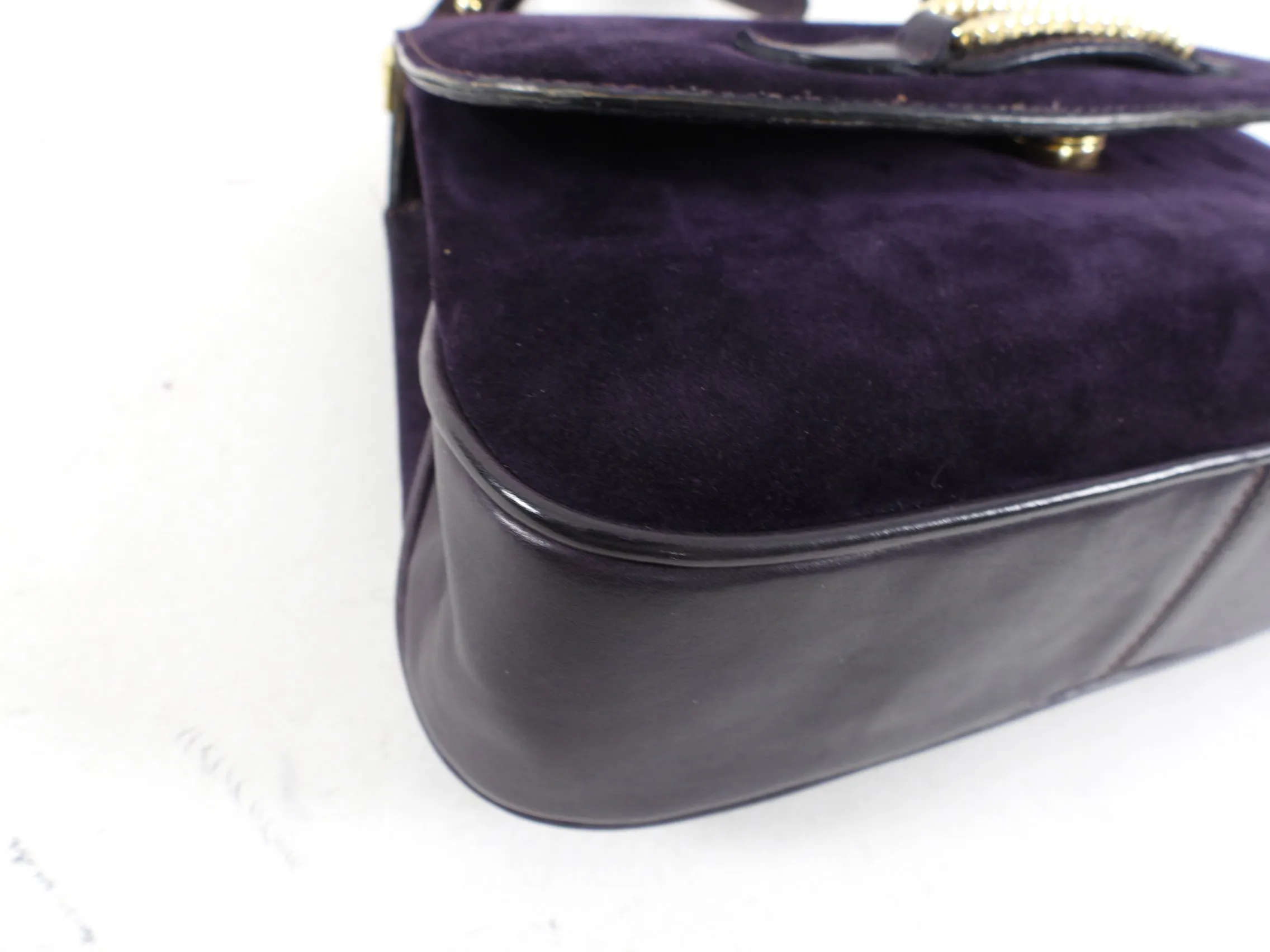 Gucci Vintage circa 1970's Purple Suede Shoulder Bag