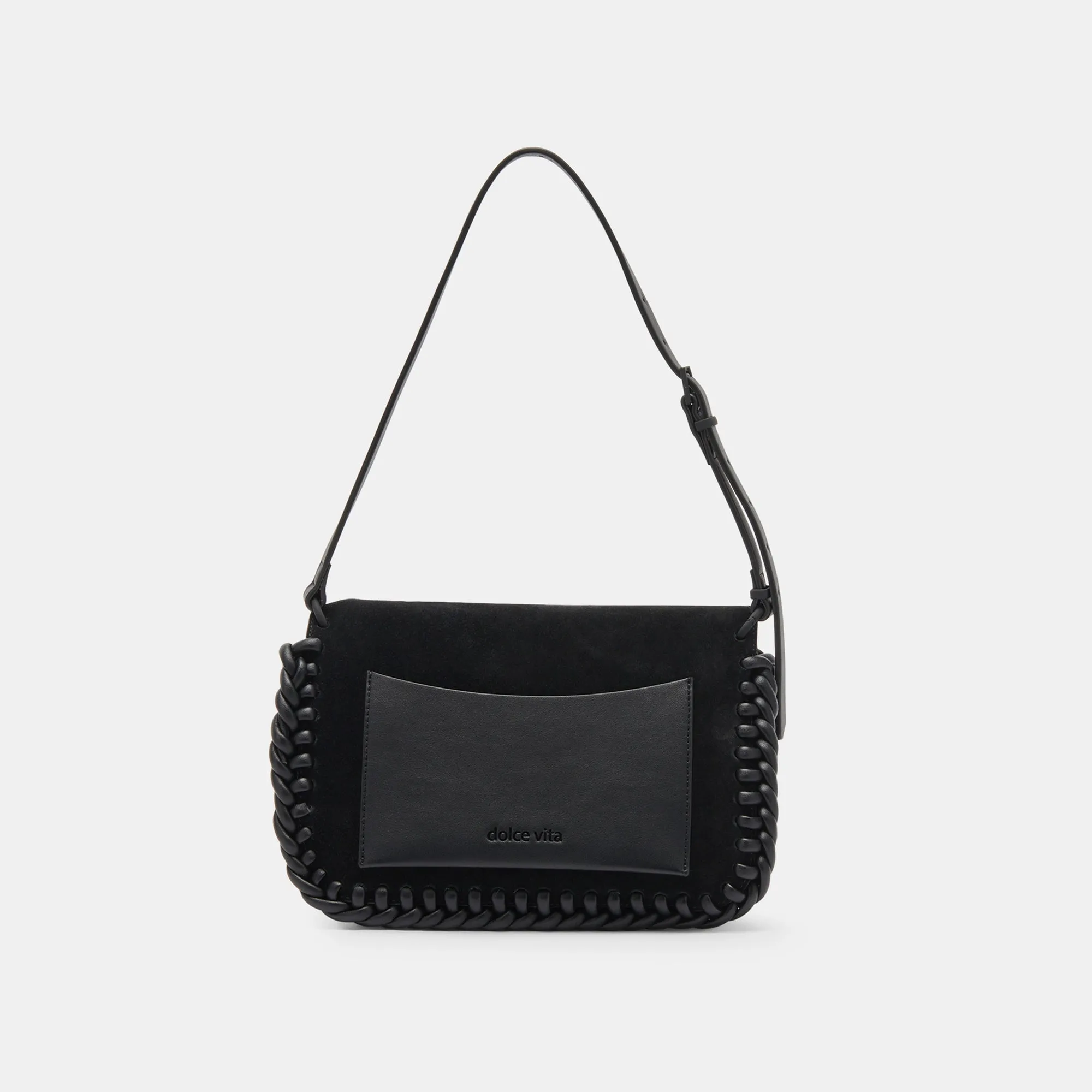 HARPER SHOULDER BAG BLACK SUEDE