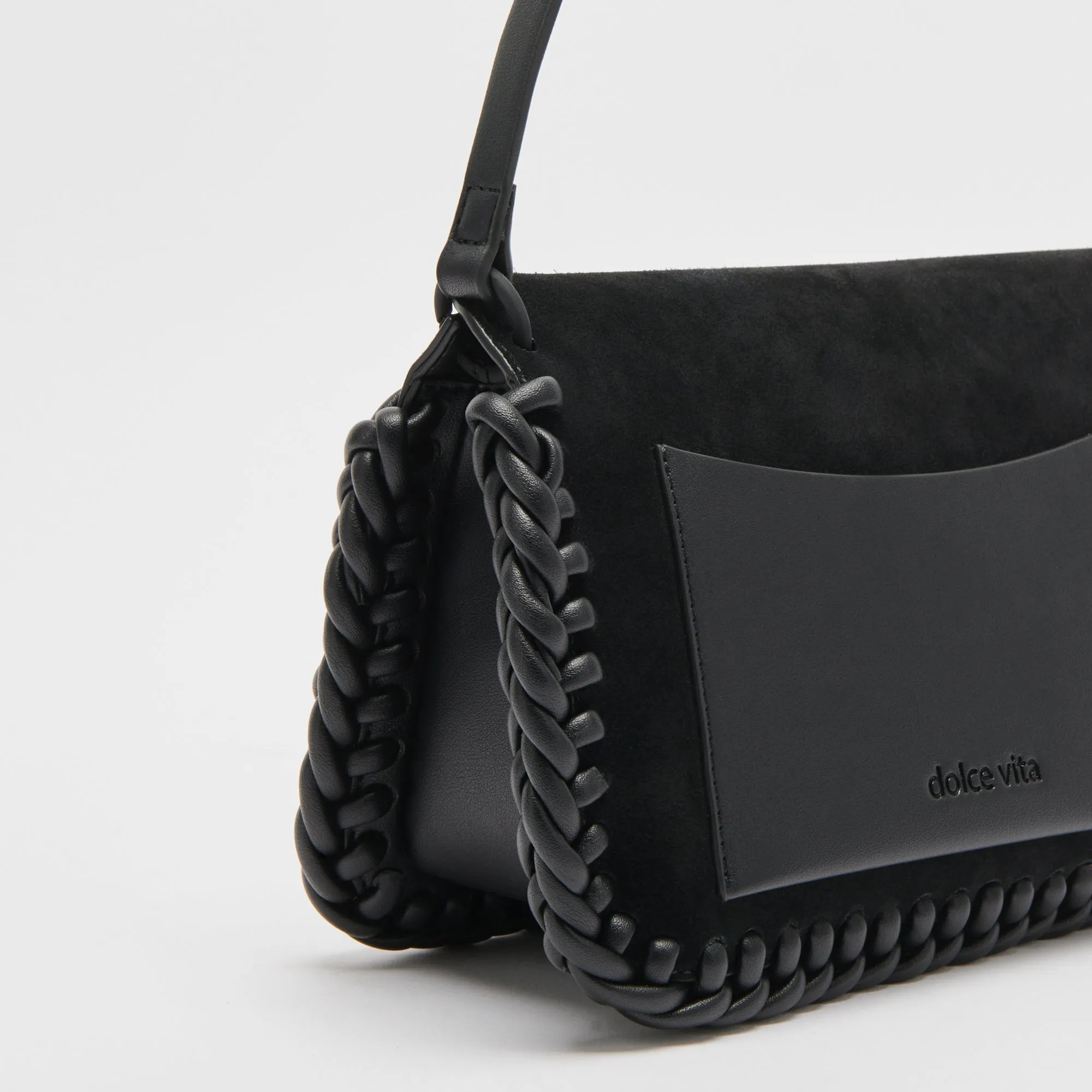 HARPER SHOULDER BAG BLACK SUEDE